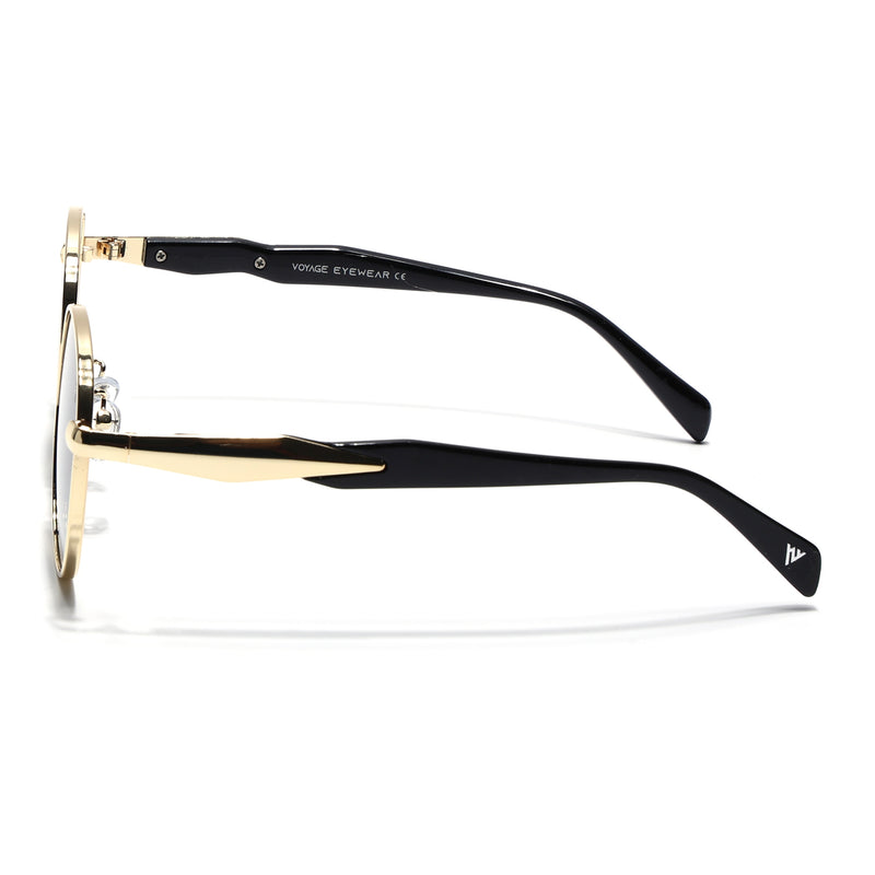Round Sunglasses for Men & Women (Grey Lens | Golden Frame - MG7143)