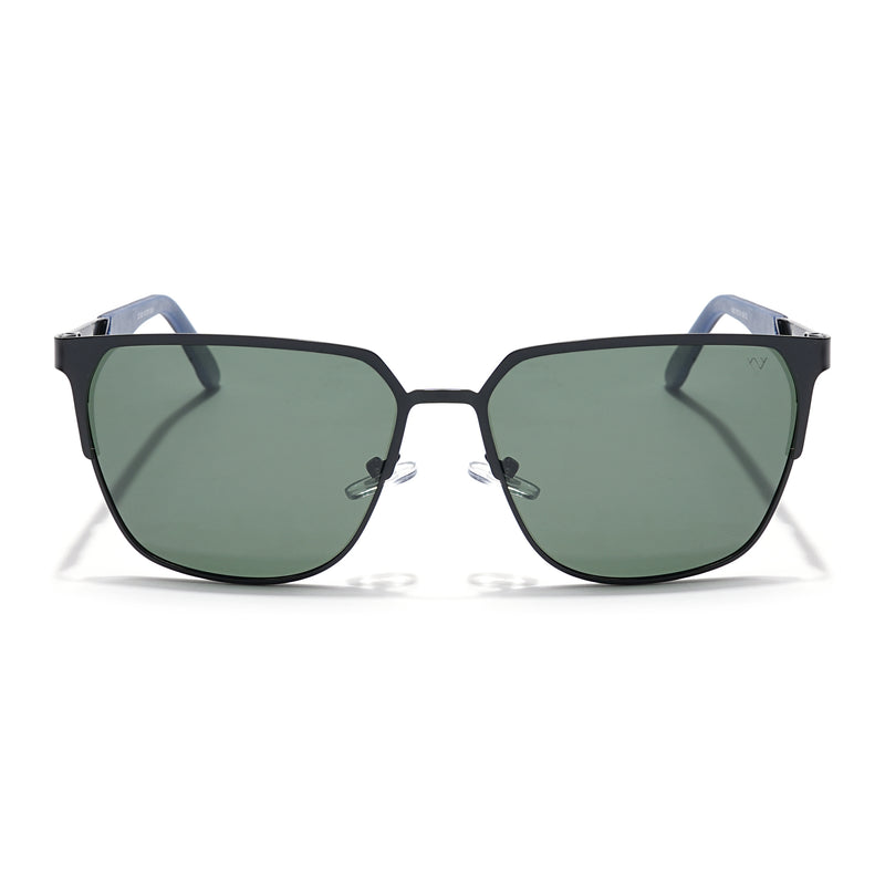 Square Polarized Sunglasses (Green Lens | Black Frame - PMG5609)