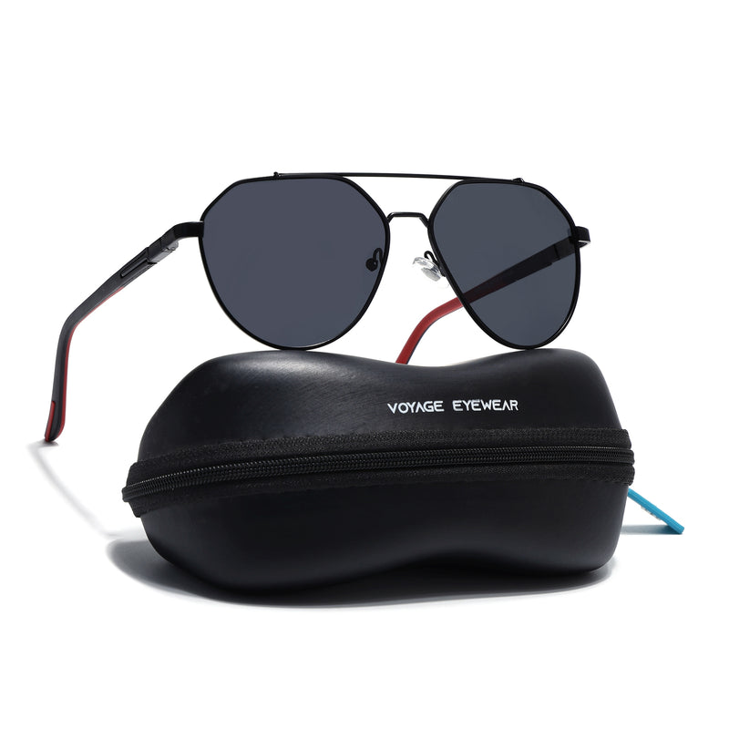 Black Polarized Aviator Sunglasses - PMG4286
