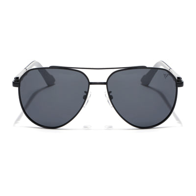 Aviator Polarized Sunglasses for Men & Women (Grey Lens | Black Frame - PMG7245)