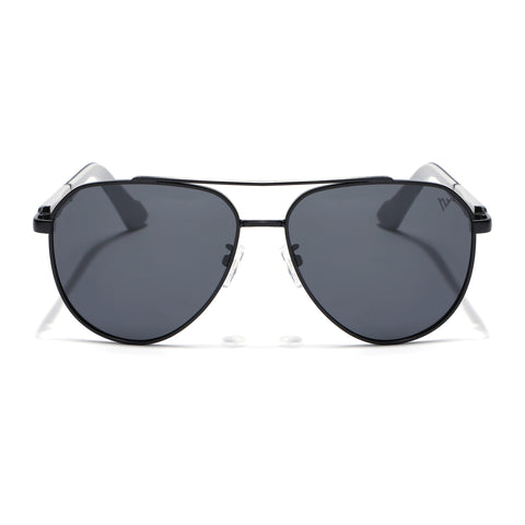 Aviator Polarized Sunglasses for Men & Women (Grey Lens | Black Frame - PMG7245)