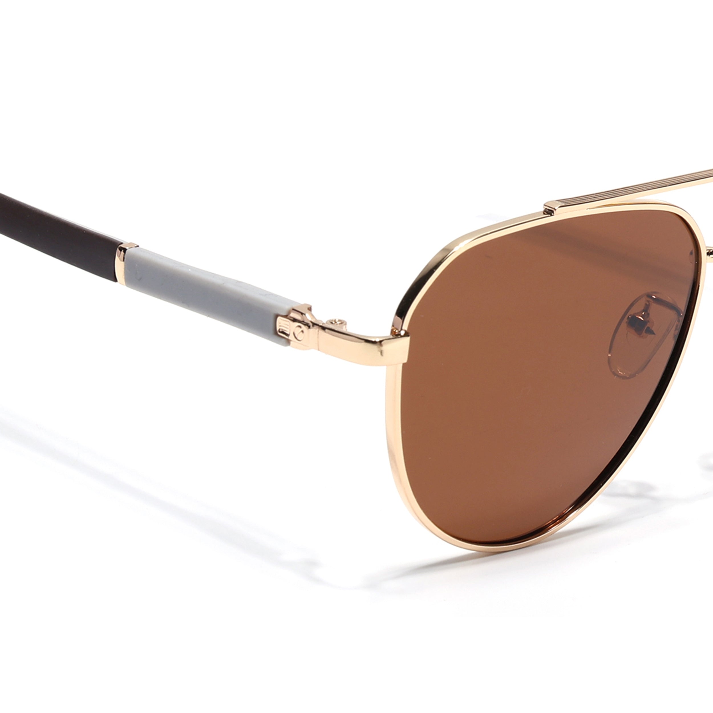 Aviator Polarized Sunglasses for Men & Women (Brown Lens | Golden Frame - PMG7247)