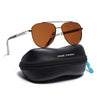 Aviator Polarized Sunglasses for Men & Women (Brown Lens | Golden Frame - PMG7247)