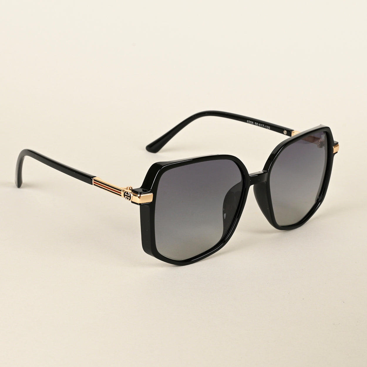 Voyage Black Square Polarized Sunglasses for Women - PMG4249