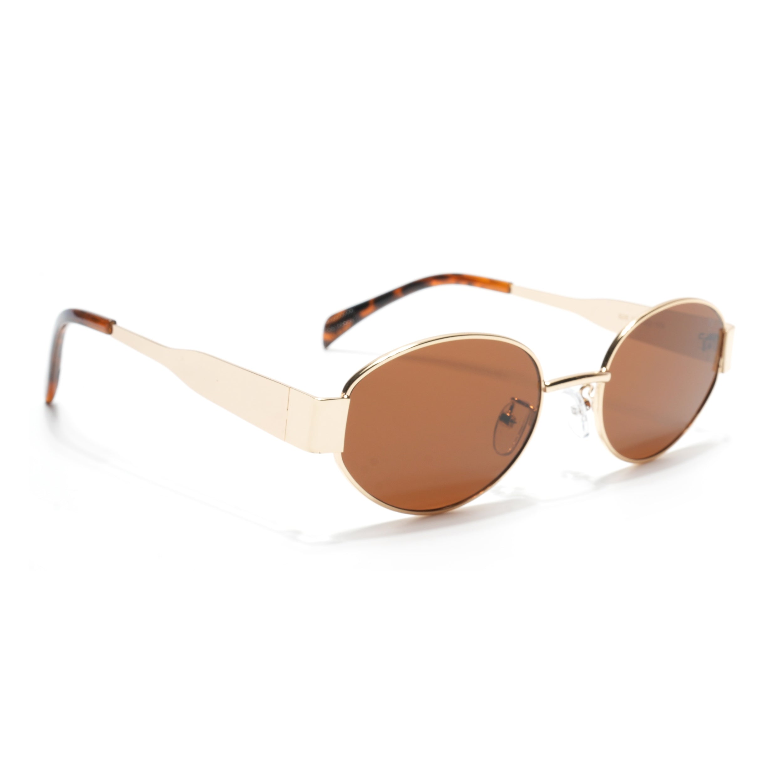 Oval Sunglasses for Men & Women (Brown Lens | Golden Frame - MG7041)