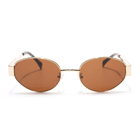Sierra | Golden Oval Sunglasses | Brown Lens - MG7041