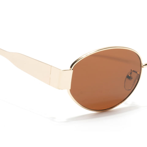 Sierra | Golden Oval Sunglasses | Brown Lens - MG7041
