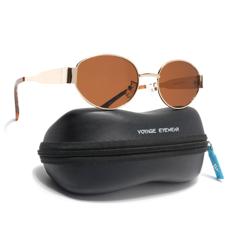 Sierra | Golden Oval Sunglasses | Brown Lens - MG7041