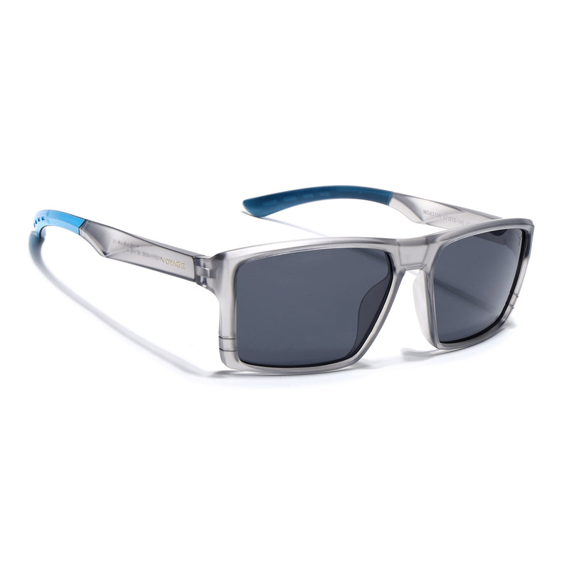 Square Polarized Sunglasses | Black Lens | Grey Frame - PMG6744