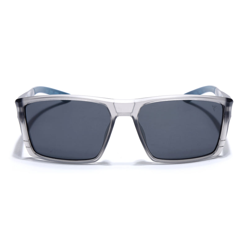 Square Polarized Sunglasses | Black Lens | Grey Frame - PMG6744