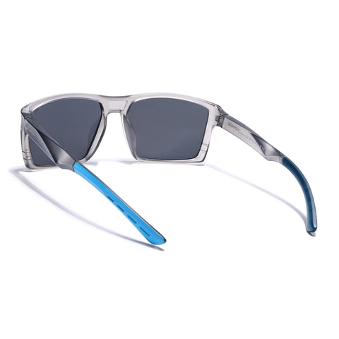 Square Polarized Sunglasses | Black Lens | Grey Frame - PMG6744
