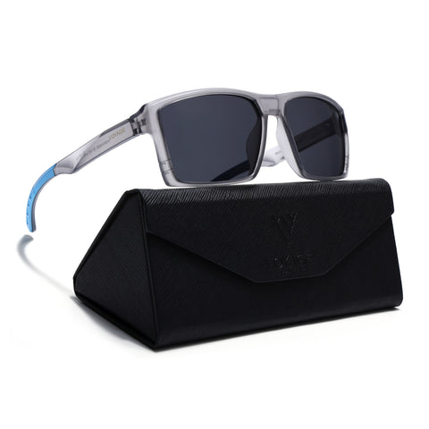 Square Polarized Sunglasses | Black Lens | Grey Frame - PMG6744