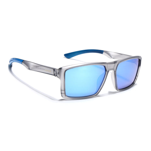 Square Polarized Sunglasses | Blue Lens | Grey Frame - PMG6745