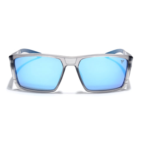 Square Polarized Sunglasses | Blue Lens | Grey Frame - PMG6745