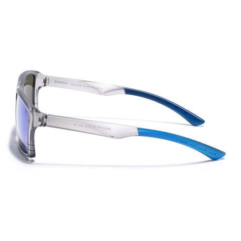 Square Polarized Sunglasses | Blue Lens | Grey Frame - PMG6745