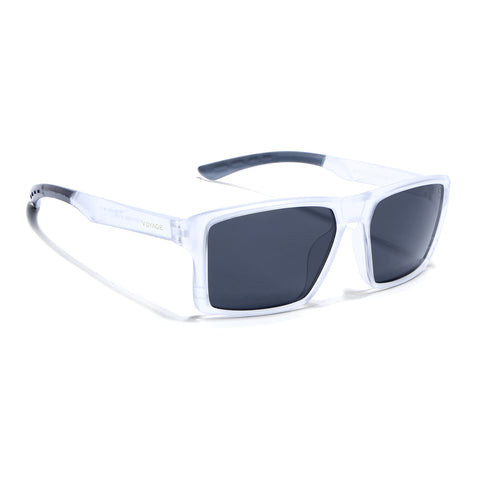 Square Polarized Sunglasses | Black Lens | Transparent Frame - PMG6747