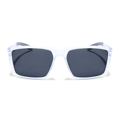 Square Polarized Sunglasses | Black Lens | Transparent Frame - PMG6747