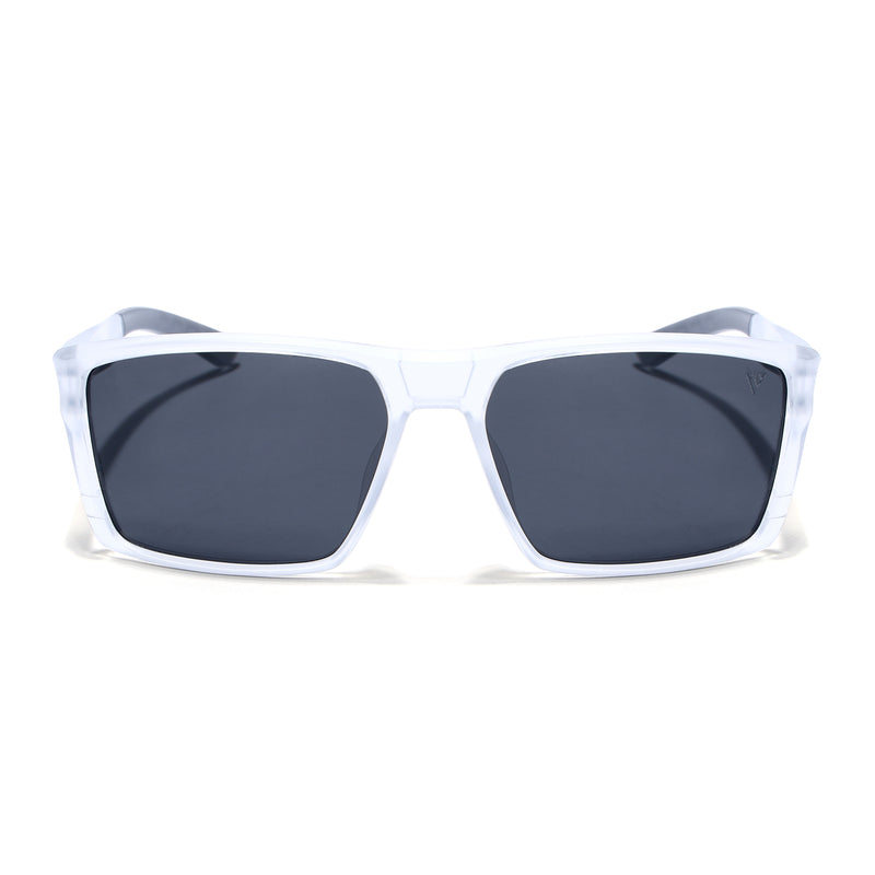 Square Polarized Sunglasses | Black Lens | Transparent Frame - PMG6747