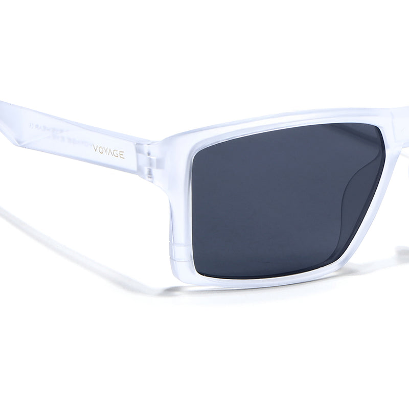 Square Polarized Sunglasses | Black Lens | Transparent Frame - PMG6747