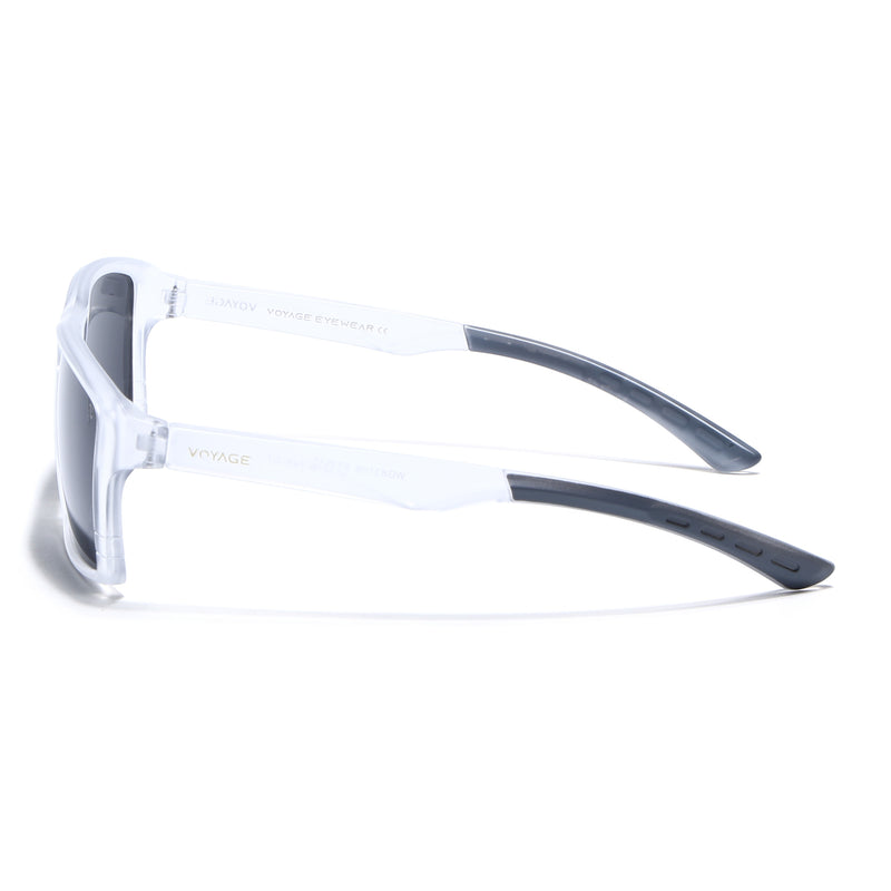 Square Polarized Sunglasses | Black Lens | Transparent Frame - PMG6747
