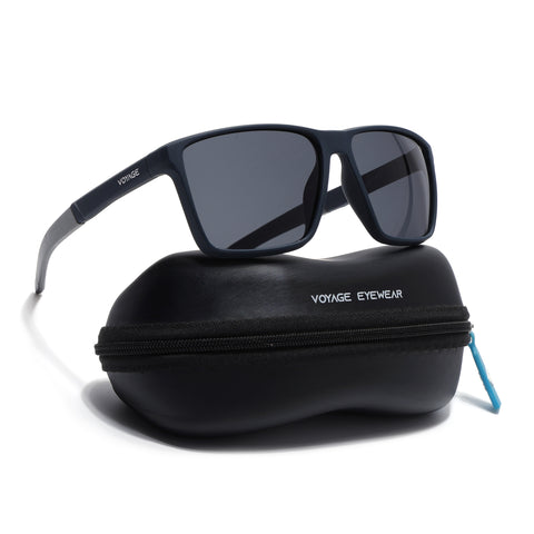 Wayfarer Polarized Sunglasses| Black Lens | Navy Blue Frame - PMG6751