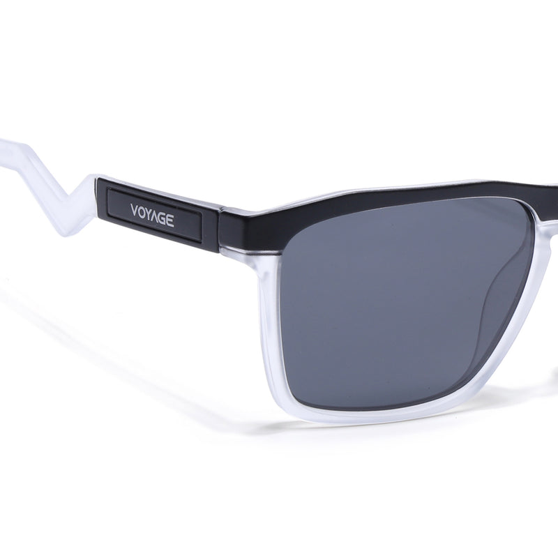 Radar 2.0 | Wayfarer Polarized Sunglasses | Black Lens | Black & Transparent Frame - PMG6755