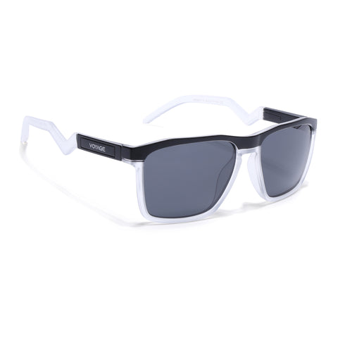 Radar 2.0 | Wayfarer Polarized Sunglasses | Black Lens | Black & Transparent Frame - PMG6755