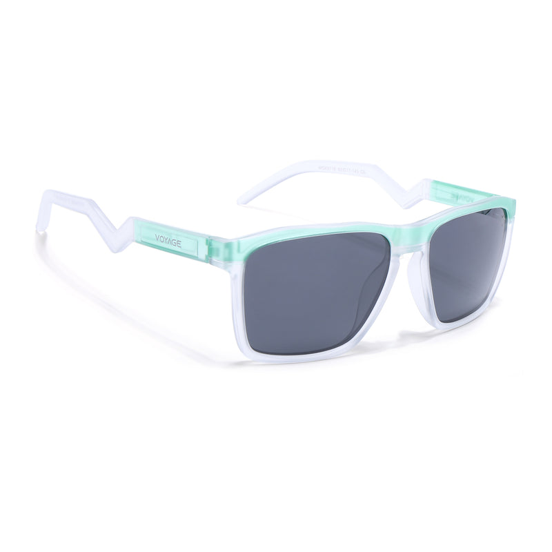 Radar 2.0 | Wayfarer Polarized Sunglasses | Black Lens | Green & Transparent Frame - PMG6757
