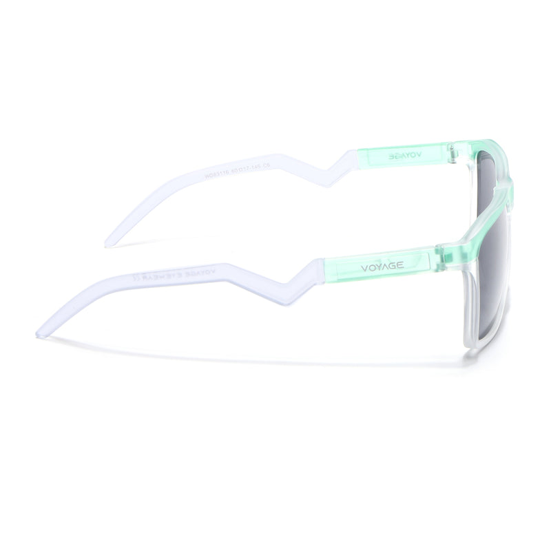 Radar 2.0 | Wayfarer Polarized Sunglasses | Black Lens | Green & Transparent Frame - PMG6757