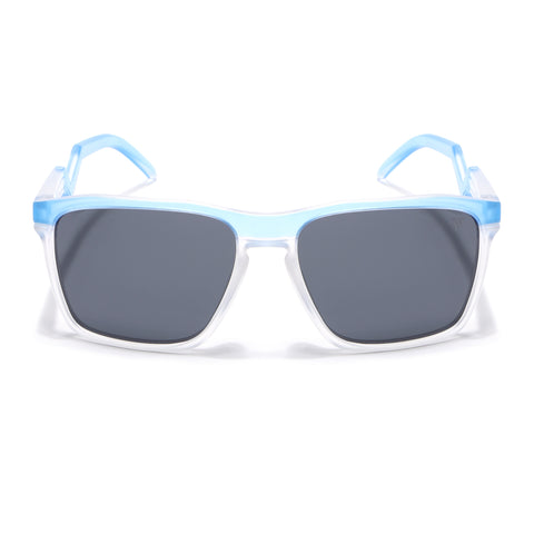 Radar 2.0 | Wayfarer Polarized Sunglasses | Black Lens | Blue & Transparent Frame - PMG6758