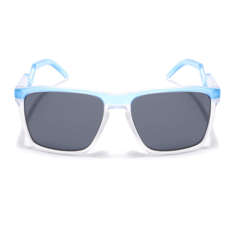 Radar 2.0 | Wayfarer Polarized Sunglasses | Black Lens | Blue & Transparent Frame - PMG6758