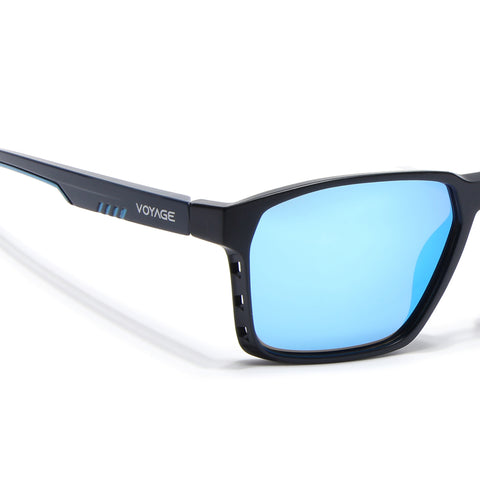Wayfarer Polarized Sunglasses | Blue Lens | Black Frame - PMG6760