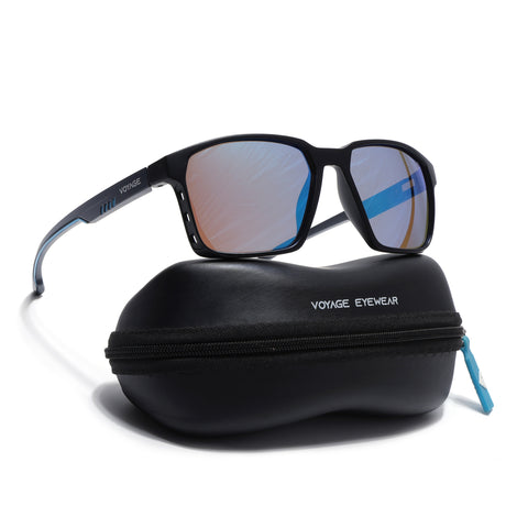 Wayfarer Polarized Sunglasses | Blue Lens | Black Frame - PMG6760