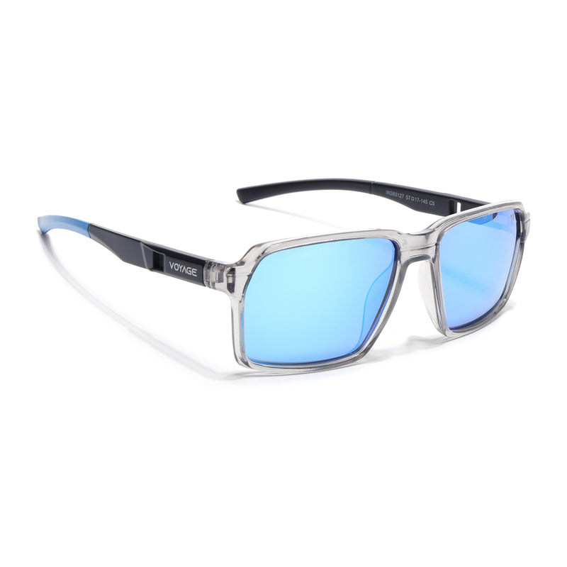 Wayfarer Polarized Sunglasses | Blue Lens | Grey Frame - PMG6774