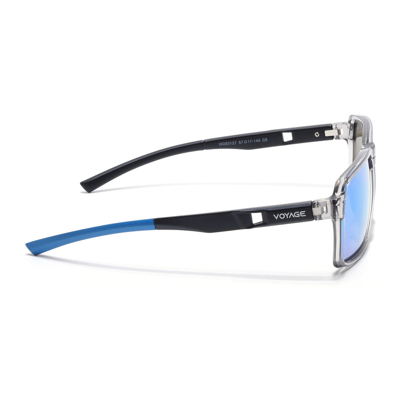 Wayfarer Polarized Sunglasses | Blue Lens | Grey Frame - PMG6774