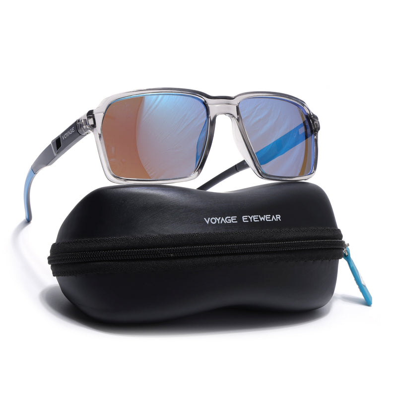Wayfarer Polarized Sunglasses | Blue Lens | Grey Frame - PMG6774