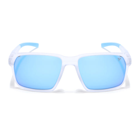 Wayfarer Polarized Sunglasses | Blue Lens | Transparent Frame - PMG6776