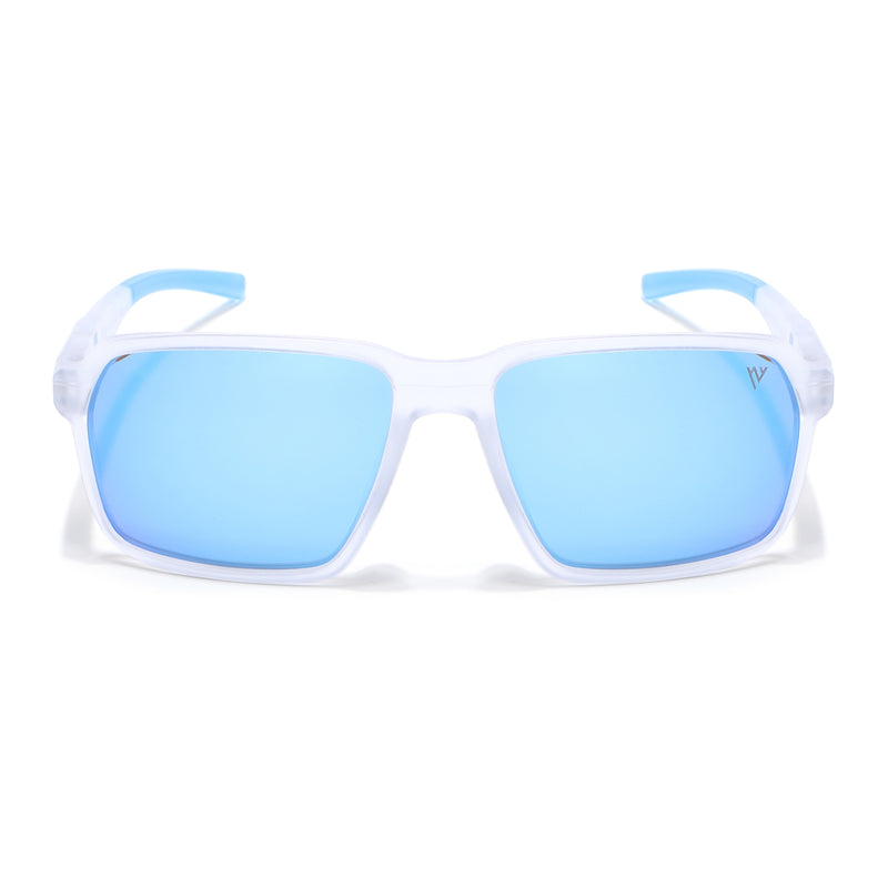 Wayfarer Polarized Sunglasses | Blue Lens | Transparent Frame - PMG6776
