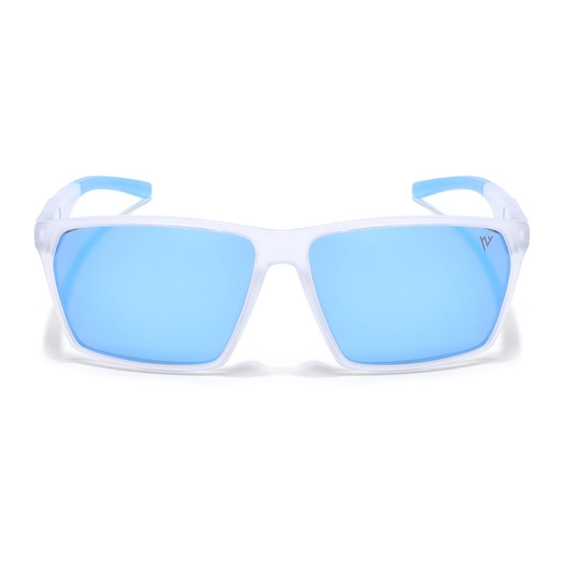 Wayfarer Polarized Sunglasses | Blue Lens | Transparent Frame - PMG6782
