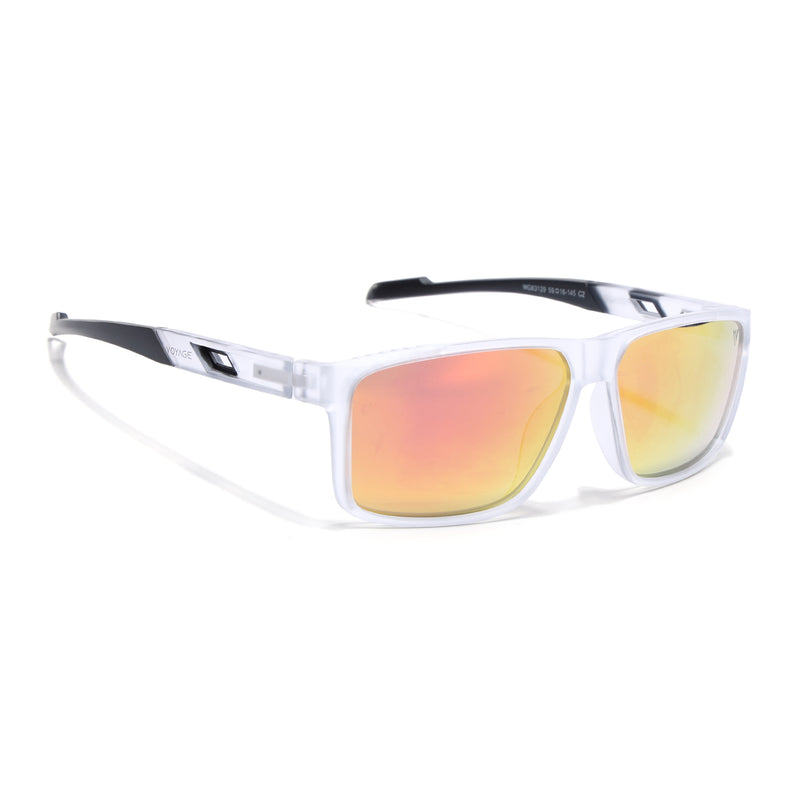 Wayfarer Polarized Sunglasses | Orange Lens | Transparent Frame - PMG6786