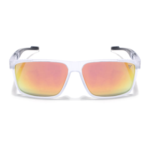 Wayfarer Polarized Sunglasses | Orange Lens | Transparent Frame - PMG6786