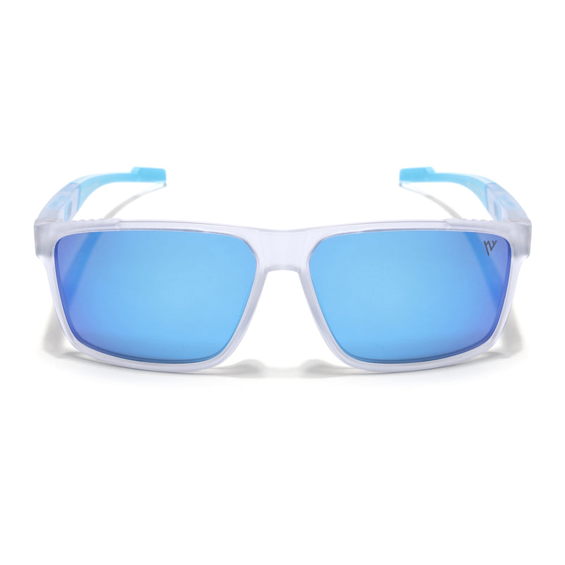 Wayfarer Polarized Sunglasses | Blue Lens | Transparent Frame - PMG6787