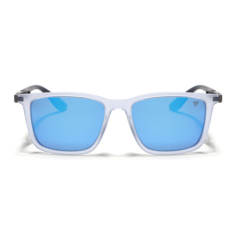 Beast | Aqua Blue Reflector Polarized Square Sunglasses | PMG6667