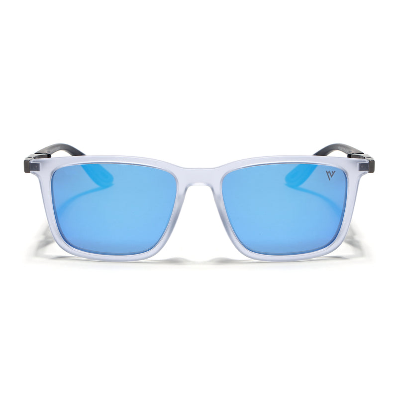 Beast | Aqua Blue Reflector Polarized Square Sunglasses | PMG6667