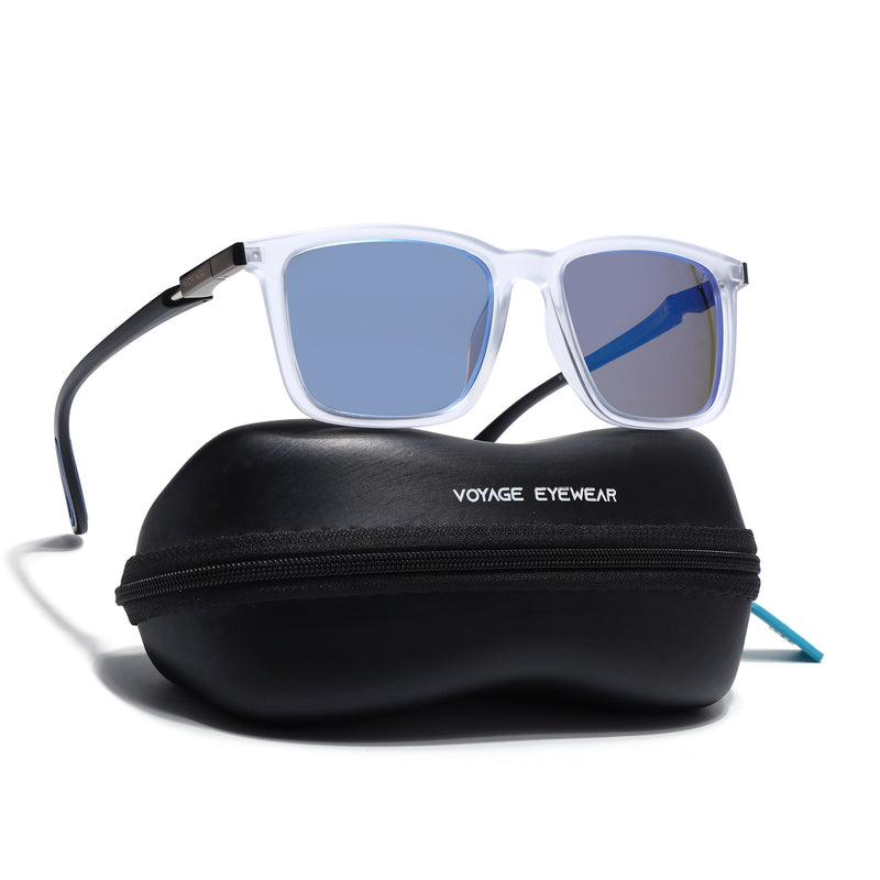 Beast | Aqua Blue Reflector Polarized Square Sunglasses | PMG6667