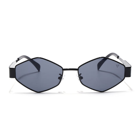 Voyage Hexagon Sunglasses for Men & Women (Black Lens | Black Frame - MG7390)