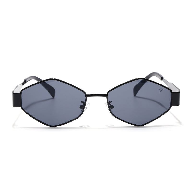 Voyage Hexagon Sunglasses for Men & Women (Black Lens | Black Frame - MG7390)