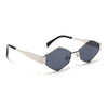 Voyage Hexagon Sunglasses for Men & Women (Black Lens | Silver Frame - MG7391)