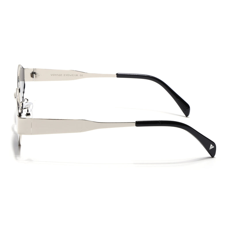 Voyage Hexagon Sunglasses for Men & Women (Black Lens | Silver Frame - MG7391)