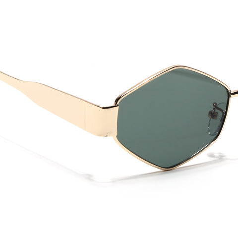 Voyage Hexagon Sunglasses for Men & Women (Green Lens | Golden Frame - MG7392)